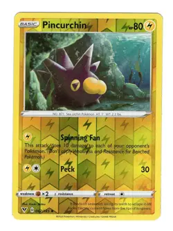 Pokemon TCG Pincurchin SWSH Vivid Voltage 062/185 Reverse Holo Uncommon Card NM - Image 1
