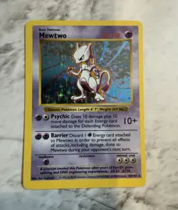 Pokemon TCG Mewtwo 010/102 Base Set Shadowless Holo Rare English HP 60 - Image 1