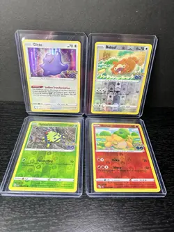 Pokemon GO Ditto 053 Complete Set Spinarak Numel Bidoof Reverse Unpeeled Sticker - Image 1