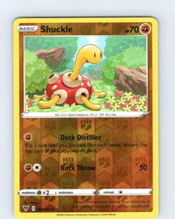 Pokemon TCG Shuckle SWSH Vivid Voltage 085/185 Reverse Holo Uncommon Card NM - Image 1