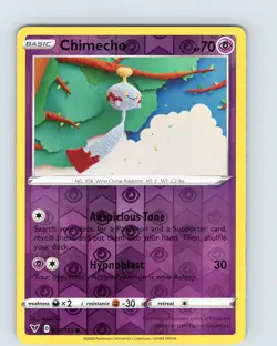 Pokemon TCG Chimecho SWSH Vivid Voltage 072/185 Reverse Holo Common Card NM - Image 1