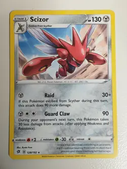 Pokemon TCG Scizor Rebel Clash 128/192 Regular Rare - Image 1