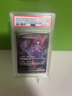 2025 Pokemon Destined Rivals Rocket’s Mewtwo PSA 9 231 Special Illustration Rare - Image 1