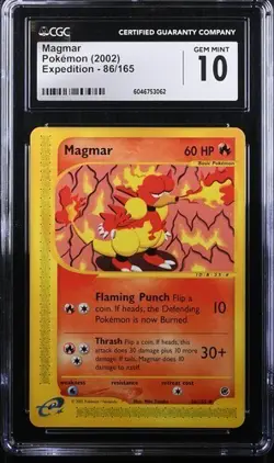 CGC 10 GEM MINT Magmar 2002 Expedition 86/165 Pokemon Card Pop 22 - Image 1