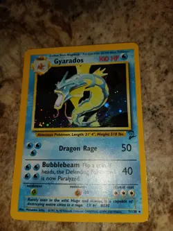 POKEMON Card BASE Set #2 GYARADOS #7/130 Blk. Star Rare Holo Holofoil Shiny VG - Image 1