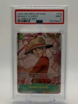 2025 ONE PIECE OP13-118 EN MONKEY D. LUFFY ALT ART PSA 9 - Image 1