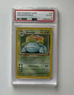 Pokemon TCG Base Set Venusaur 15/102 Holo Rare Unlimited PSA 6 Graded 1999 - Image 1