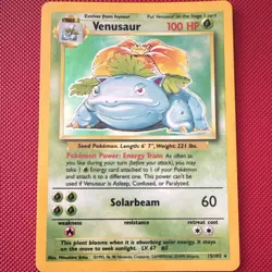 Pokemon Venusaur Base Set 15/102 Holo Rare Unlimited English 1999 100 HP - Image 1