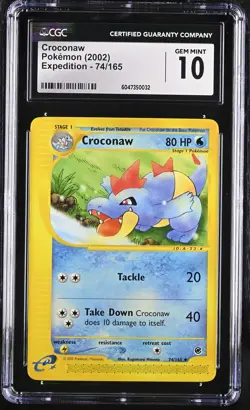 CGC 10 GEM MINT Croconaw 2002 Expedition 74/165 Pokemon Card - Image 1