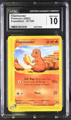 CGC 10 GEM MINT Charmander 2002 Expedition 97/165 Pokemon Card - Image 1