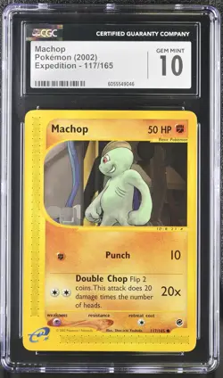 CGC 10 GEM MINT Machop 2002 Expedition 117/165 Pokemon Card - Image 1