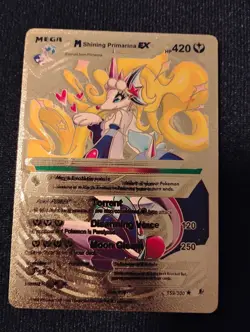 M Shining Primarina EX Torrent Disarming Voice Gold Foil Fan Art Pokemon card - Image 1