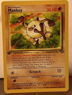 Pokemon Jungle First Edition Mankey 1st Edition Never Played Mint Card #55 TCG - Image 1