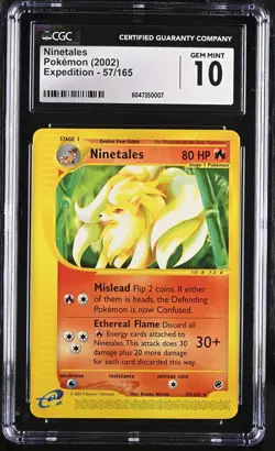 CGC 10 GEM MINT Ninetales 2002 Expedition 57/165 Non-Holo Rare Pokemon Card - Image 1