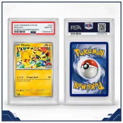 2025 POKEMON SVP EN-SV BLACK STAR PROMO WORLD CHAMPIONSHIPS #225 PIKACHU PSA 10 - Image 1