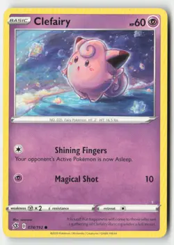 Clefairy 074/192 Common Rebel Clash Pokemon Moderately Played - Image 1