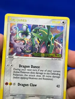 VTG 2005 Pokemon EX Emerald Rayquaza 9/106 Stamped Reverse Holo Rare MP - Image 2