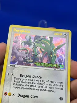 VTG 2005 Pokemon EX Emerald Rayquaza 9/106 Stamped Reverse Holo Rare MP - Image 3