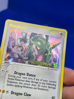 VTG 2005 Pokemon EX Emerald Rayquaza 9/106 Stamped Reverse Holo Rare MP - Image 4