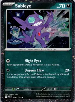 Sableye 136/193 Rare Paldea Evolved Pokemon Holo Near Mint - Image 1