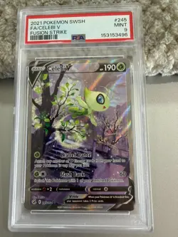 2021 POKEMON SWSH 245 FULL ART CELEBI V MINT PSA 9 FUSION STRIKE - Image 1