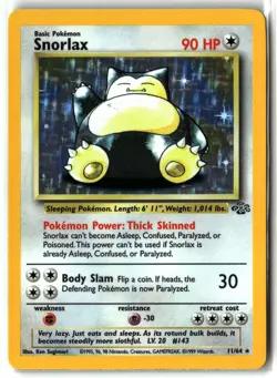 1999 Snorlax ⭐ 11/64 Unlimited Vintage WOTC Holo Rare Jungle Pokemon LP - Image 1