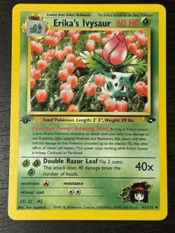 WoTC POKEMON TCG GYM CHALLENGE ERIKA'S IVYSAUR 41/132 1ST EDITION LP/NM - Image 1