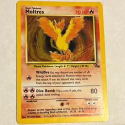 The Pokemon Company Moltres 12/62 Fossil Holo Rare Holo EN Unlimited Basic 70HP - Image 1