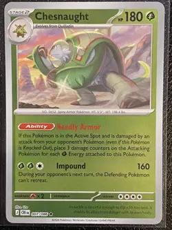 Chesnaught 007/086 Reverse Holo Rare ME04: Chaos Rising Pokemon TCG - NM - Image 1
