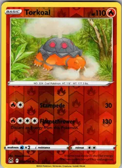 Torkoal 023/196 Uncommon Lost Origin Pokemon Reverse Holo Near Mint - Image 1