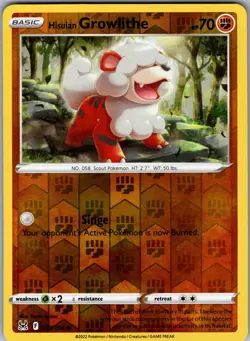 Hisuian Growlithe 083/196 Common Lost Origin Pokemon Reverse Holo Near Mint - Image 1