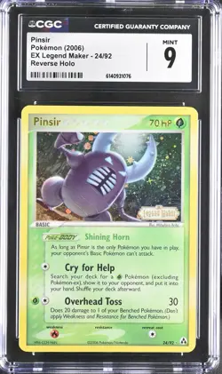 CGC 9 MINT Pinsir 24/92 EX Legend Maker Reverse Holo Stamped Pokemon Card - Image 1