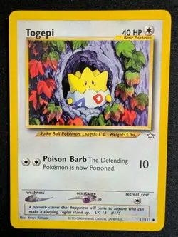 Togepi 51/111 Unlimited Neo Genesis Set WOTC Vintage Pokemon Card 2000 LP - Image 1