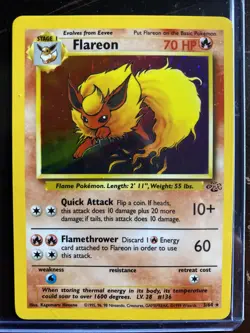 Pokemon Flareon 3/64- Holo Rare - Jungle - Image 1