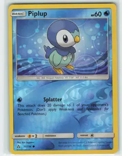 2018 Pokemon, Ultra Prism, #31/156 Piplup, Reverse Holo Common NM - Image 1