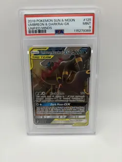 2019 Pokemon Umbreon & Darkrai GX #125/236 Unified Minds TAG TEAM PSA 9 MINT - Image 1