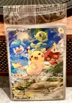Pikachu SVP 027 Scarlet Violet Base Set Black Star Promo Full Art Pokemon Sealed - Image 1