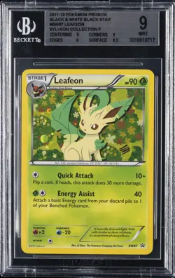 2011-13 POKEMON PROMOS B&W BLACK STAR SYLVEON COLL #BW87 LEAFEON BGS 9 - Image 1