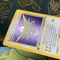 Pokemon 1999 Zapdos Fossil 1st Edition Error Corner 15/62 Holo Rare LP + NM - - Image 5