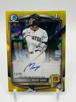 2025 Bowman Chrome Murf Gray 1st Bowman Gold Refractor Auto 17/75 Pirates - Image 5