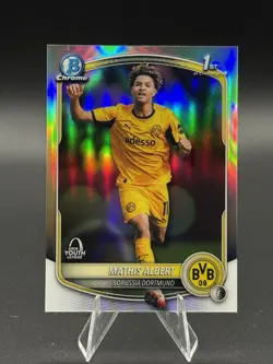 Mathis Albert 2025-26 Topps Bowman Chrome UEFA Youth 1st RC Rookie Refractor SP - Image 1