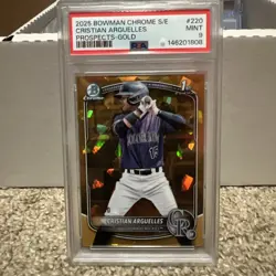 CRISTIAN ARGUELLES 2025 BOWMAN CHROME SAPPHIRE 1ST GOLD /50 #220 PSA 9 - Image 1