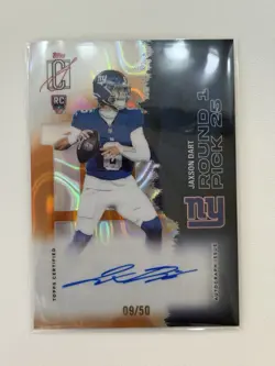 2025 Topps Signature Class Jaxson Dart Giants On Card Auto_/50 Rookie Refractor - Image 2