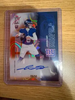 2025 Topps Signature Class Jaxson Dart Giants On Card Auto_/50 Rookie Refractor - Image 4