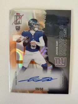2025 Topps Signature Class Jaxson Dart Giants On Card Auto_/50 Rookie Refractor - Image 5