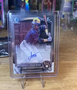 2025 Bowman Jesus Made Chrome Auto 1st Prospect #CPA-JM Brewers - Image 1