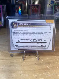 2025 Bowman Jesus Made Chrome Auto 1st Prospect #CPA-JM Brewers - Image 3