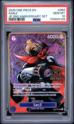 2025 One Piece EN Sanji JP Japanese 2nd Anniversary #064 PSA 10 GEM MINT - Image 1