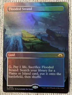 MTG FLOODED STRAND BORDERLESS FOIL MH3 NEAR MINT #353 FETCH LAND BLUE WHITE - Image 1