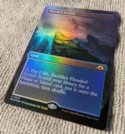 MTG FLOODED STRAND BORDERLESS FOIL MH3 NEAR MINT #353 FETCH LAND BLUE WHITE - Image 3